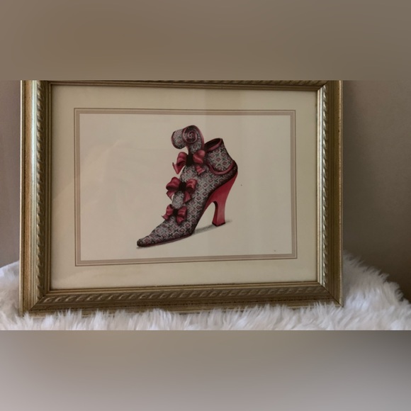 FIONA SAUNDERS Aimme Shoe (S614) Silver Rop golden framed Art in +++ con… - Picture 1 of 7